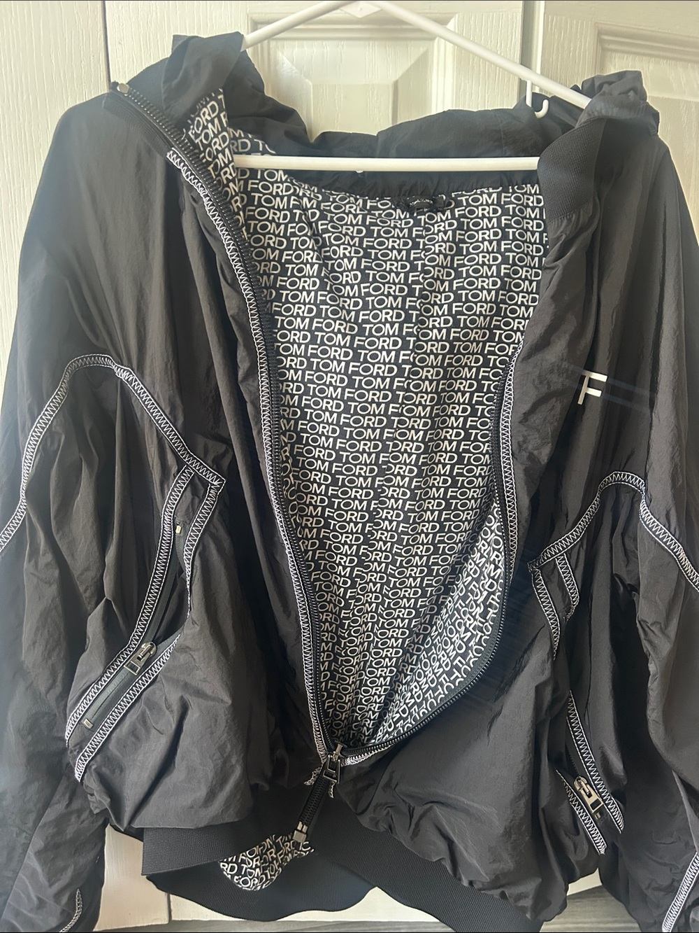 Tom Ford Women's Black Hooded Windbreaker Jacket. Perfect condition